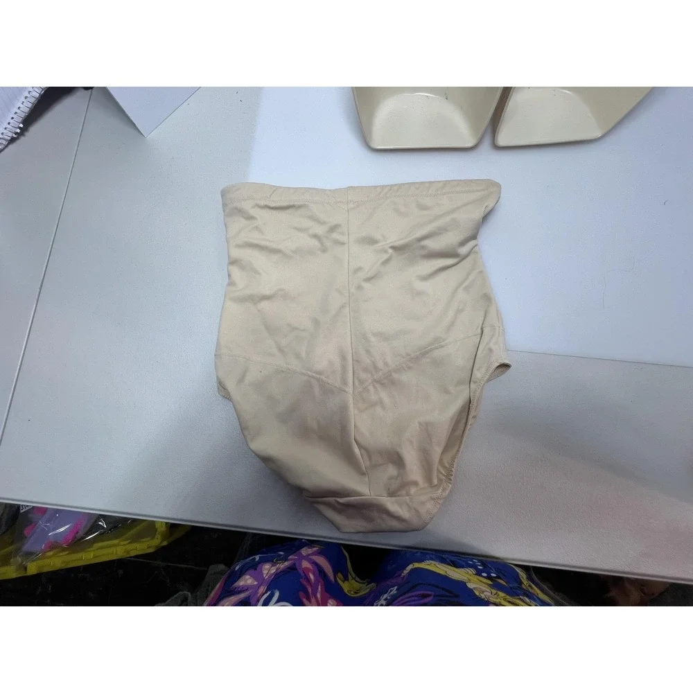 Maidenform Shapewear Briefs Womens Large Beige High Waist Control Microfiber